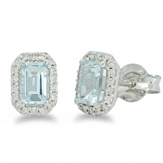 Pendientes aguamarina y brillantes